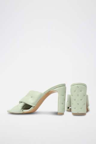 Mules de salto em couro Give me All Your Love - Verde-água