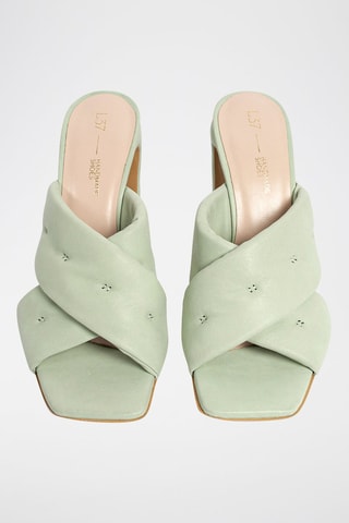 Mules de salto em couro Give me All Your Love - Verde-água