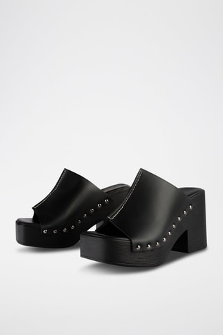 Leren Muiltjes met Hak Rustic Rambles - Zwart