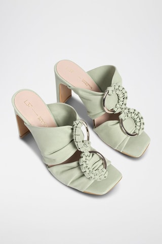 Mules de salto em couro Where the Shadow - Verde-claro