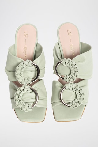 Mules de salto em couro Where the Shadow - Verde-claro