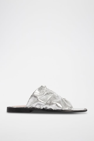 Leren Muiltjes Sunny Afternoon - Zilverkleurig