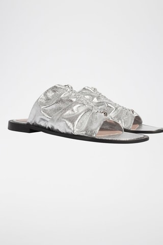 Leren Muiltjes Sunny Afternoon - Zilverkleurig