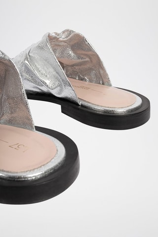 Leren Muiltjes Sunny Afternoon - Zilverkleurig