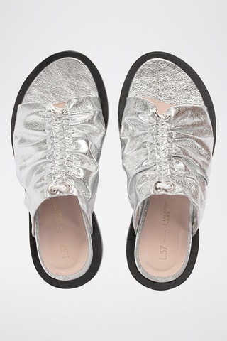 Leren Muiltjes Sunny Afternoon - Zilverkleurig