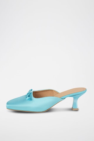 Mules de salto em cetim Sophie - Turquesa