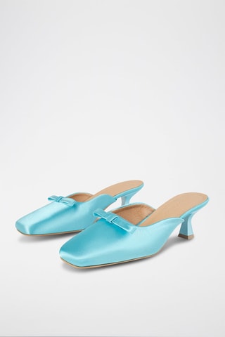 Mules de salto em cetim Sophie - Turquesa