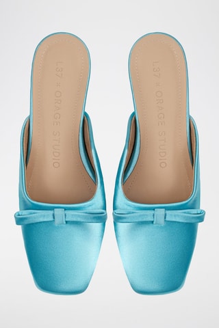 Mules de salto em cetim Sophie - Turquesa