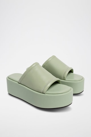 Leren Platform Muiltjes Piece of heaven - Olijfgroen 