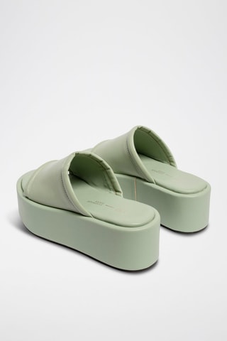 Leren Platform Muiltjes Piece of heaven - Olijfgroen 