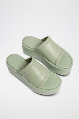 Leren Platform Muiltjes Piece of heaven - Olijfgroen 