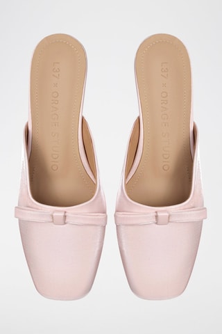 Mules de salto em cetim Sophie - Rosa