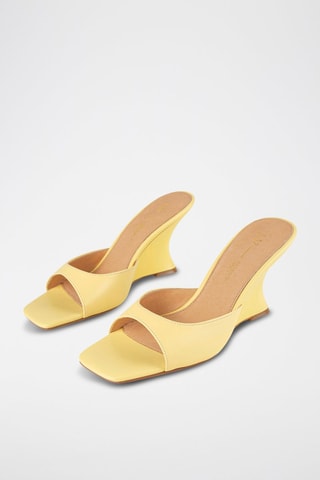 Leren Muiltjes met Sleehak On the Top of the World - Geel 