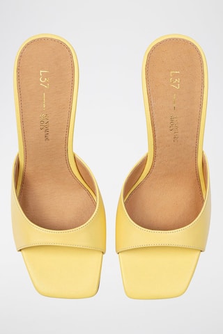 Leren Muiltjes met Sleehak On the Top of the World - Geel 