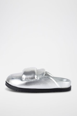 Mules em couro Ready or Not - Prateado