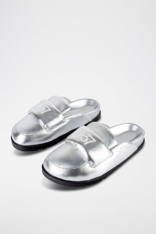 Mules em couro Ready or Not - Prateado