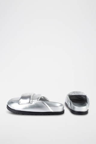 Mules em couro Ready or Not - Prateado