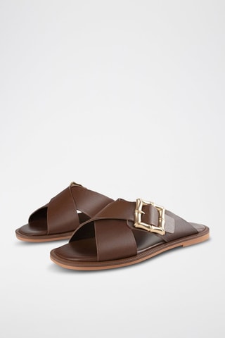 Leren Muiltjes Anything for Love - Bruin 