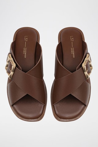 Leren Muiltjes Anything for Love - Bruin 