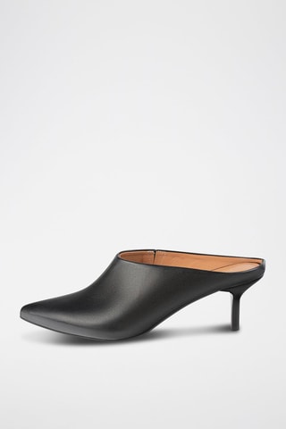 Mules de salto em couro Cover Girl - Preto