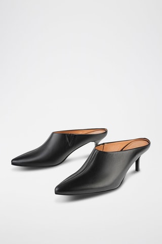 Mules de salto em couro Cover Girl - Preto