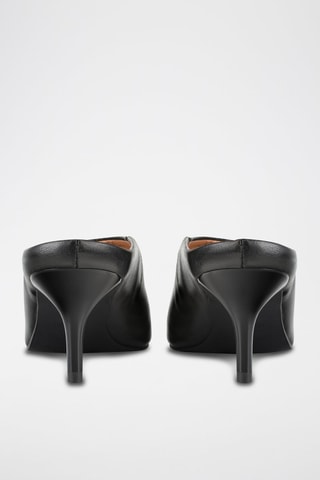 Mules de salto em couro Cover Girl - Preto