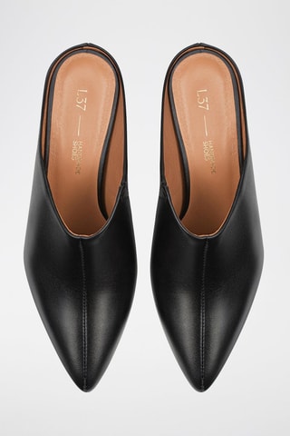 Mules de salto em couro Cover Girl - Preto