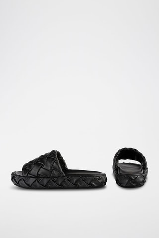 Leren Platform Muiltjes Hibiscus Hues - Zwart