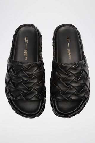 Leren Platform Muiltjes Hibiscus Hues - Zwart