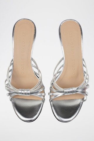 Leren Muiltjes met Hak Astrid - Zilverkleurig