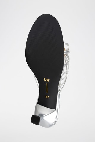 Leren Muiltjes met Hak Astrid - Zilverkleurig