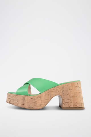 Leren Muiltjes met Hak It’s no Secret - Lichtgroen