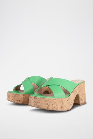 Leren Muiltjes met Hak It’s no Secret - Lichtgroen