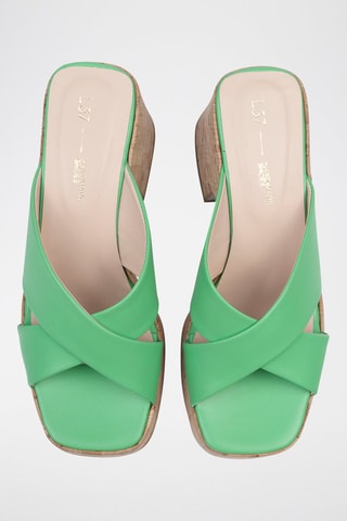 Leren Muiltjes met Hak It’s no Secret - Lichtgroen