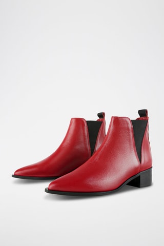 Leren Enkellaarzen - Rood 