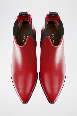 Leren Enkellaarzen - Rood 