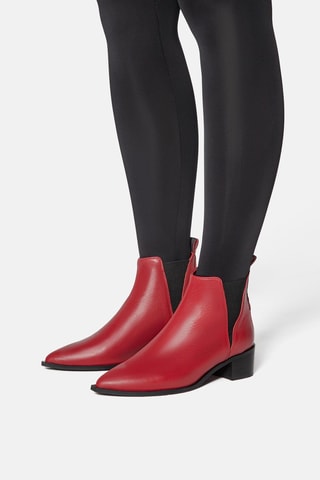 Leren Enkellaarzen - Rood 