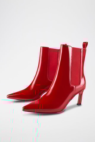 Botins Chelsea em couro Straight to the Point - Vermelho