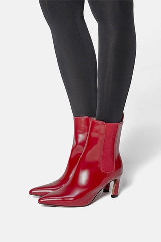 Botins Chelsea em couro Straight to the Point - Vermelho