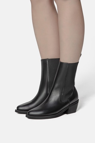 Leren Chelsea Boots Round the World - Zwart 
