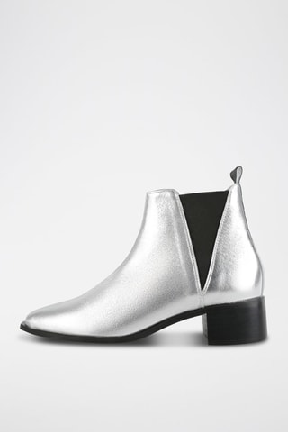 Leren Enkellaarzen - Zilverkleurig