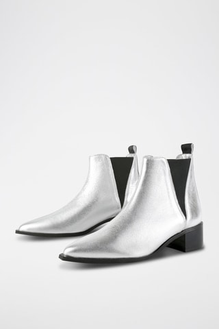 Leren Enkellaarzen - Zilverkleurig