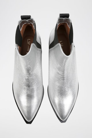 Leren Enkellaarzen - Zilverkleurig