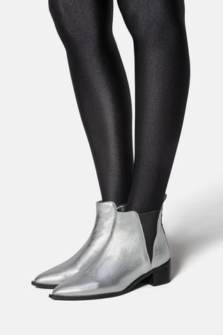 Leren Enkellaarzen - Zilverkleurig