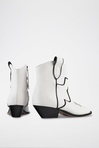 Leren Enkellaarzen Double Rainbow - Wit