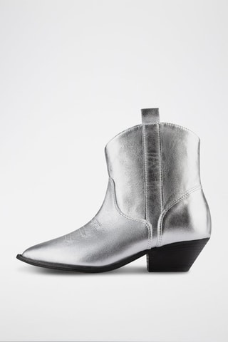 Leren Enkellaarzen Glitch - Zilverkleurig