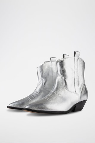 Leren Enkellaarzen Glitch - Zilverkleurig