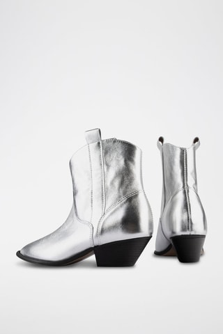 Leren Enkellaarzen Glitch - Zilverkleurig