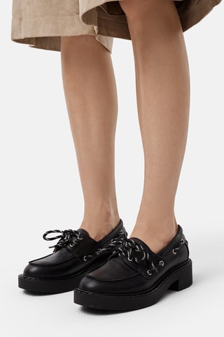 Sapatos de vela de salto em couro Sdust - Preto