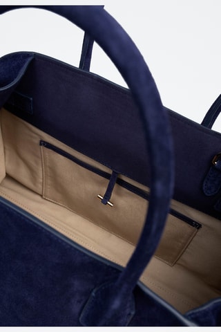 Nubuck Handtas - Donkerblauw